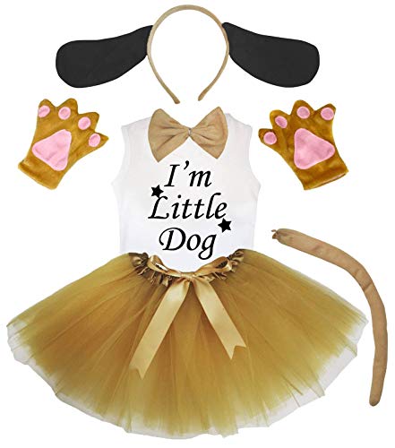 Petitebelle I'm Little Dog Kostüm mit Stirnband, Tutu, 6-teilig, 1–8 Jahre, Khaki, 5–6 Jahre von Petitebelle