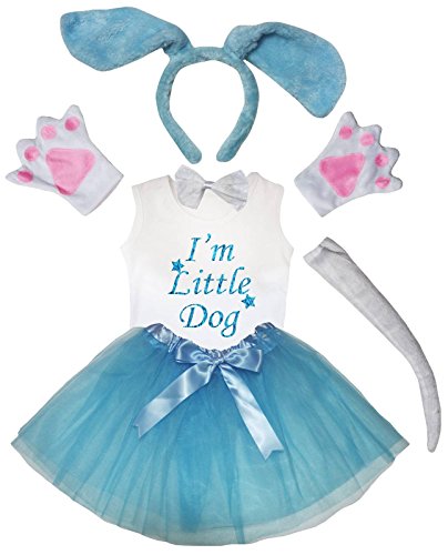Petitebelle I'm Little Dog Shirt Stirnband Tutu 6-teiliges Kostüm 1–8 Jahre (Blau, 1–2 Jahre) von Petitebelle