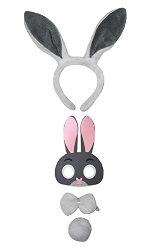 Petitebelle Kopfband, Fliege, Schwanz, Augenmaske, Uni, Kinderkostüm, 1–5 Jahre, Hase, Grau, Einheitsgröße, 4 Stück Petitebelle Kopfband, Fliege, Schwanz, Augenmaske, Uni, Kinderkostüm, 1–5 Jahre, Hase, Grau, Einheitsgröße, 4 Stück von Petitebelle