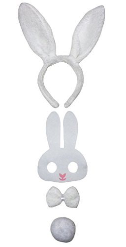 Petitebelle Kopfband, Fliege, Schwanz, Augenmaske, Uni, Kinderkostüm, 1–5 Jahre, Hase, Weiß, Einheitsgröße, 4 Stück Petitebelle Kopfband, Fliege, Schwanz, Augenmaske, Uni, Kinderkostüm, 1–5 Jahre, Hase, Weiß, Einheitsgröße, 4 Stück von Petitebelle