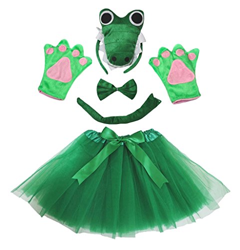 Petitebelle Krokodil Stirnband Krawatte Schwanz Grüner Tutu 5-stück Dame Kostüm (One Size) von Petitebelle