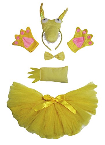 Petitebelle Niedliches Stirnband, Fliege, Schwanz, Handschuhe, Tutu, 5-teiliges Mädchen-Kostüm, 1–10 Jahre (Drache, 5–10 Jahre) von Petitebelle