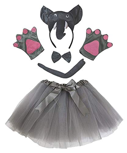 Petitebelle Niedliches Stirnband, Fliege, Schwanz, Handschuhe, Tutu, 5-teiliges Mädchen-Kostüm, 1–10 Jahre (Elefant, 5–10 Jahre) von Petitebelle