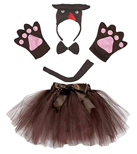 Petitebelle Niedliches Stirnband, Fliege, Schwanz, Handschuhe, Tutu, 5-teiliges Mädchen-Kostüm, 1–10 Jahre (Eule, 5–10 Jahre) von Petitebelle