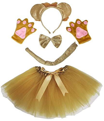 Petitebelle Niedliches Stirnband, Fliege, Schwanz, Handschuhe, Tutu, 5-teiliges Mädchen-Kostüm, 1–10 Jahre (Löwinin, 5–10 Jahre) von Petitebelle