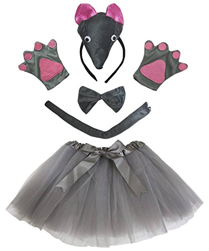 Petitebelle Niedliches Stirnband, Fliege, Schwanz, Handschuhe, Tutu, 5-teiliges Mädchen-Kostüm, 1–10 Jahre (Maus, 5–10 Jahre) von Petitebelle