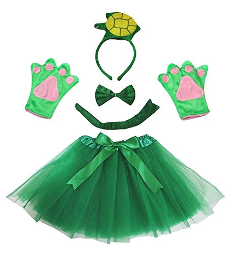 Petitebelle Niedliches Stirnband, Fliege, Schwanz, Handschuhe, Tutu, 5-teiliges Mädchen-Kostüm, 1–10 Jahre (Schildkröte, 5–10 Jahre) von Petitebelle