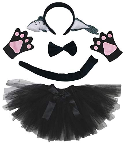 Petitebelle Niedliches Stirnband-Kostüm mit Fliege, Schwanz, Handschuhe, Tutu, 5-teiliges Mädchen-Kostüm, 1–10 Jahre (Sardinen, 5–10 Jahre) von Petitebelle