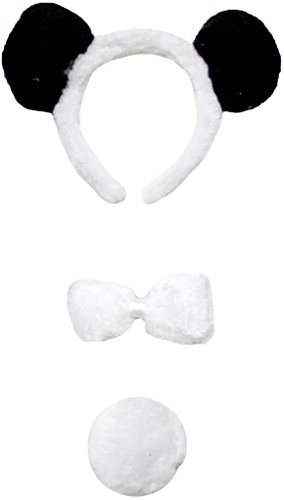 Petitebelle Panda Halloween Weihnachten Stirnband Bowtie Schwanz Unisex Kind 3pc Costume Einheitsgröße Weiß von Petitebelle