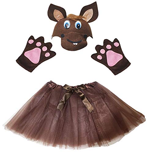 Petitebelle Pferdekostüm mit Schutzhelm, braunem Tutu, 3-teilig, für Mädchen im Alter von 1–8 Jahren (5–8 Jahre) von Petitebelle