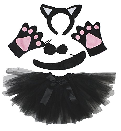 Petitebelle Stirnband Bowtie Schwanz Handschuhe Tutu 5pc Mädchen-Kostüm Einheitsgröße Schwarze Katze von Petitebelle