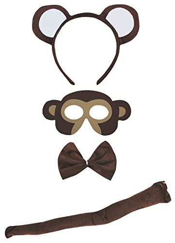 Petitebelle Stirnband Bowtie Schwanz Maske 4pc Kostüm Einheitsgröße AFFE Petitebelle Stirnband Bowtie Schwanz Maske 4pc Kostüm Einheitsgröße AFFE von Petitebelle
