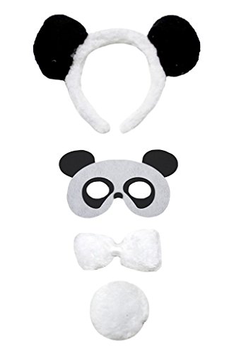 Petitebelle Stirnband Bowtie Schwanz Maske 4pc Kostüm Einheitsgröße Panda von Petitebelle