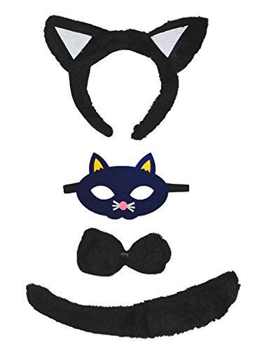 Petitebelle Stirnband Bowtie Schwanz Maske 4pc Kostüm Einheitsgröße Schwarze Katze von Petitebelle