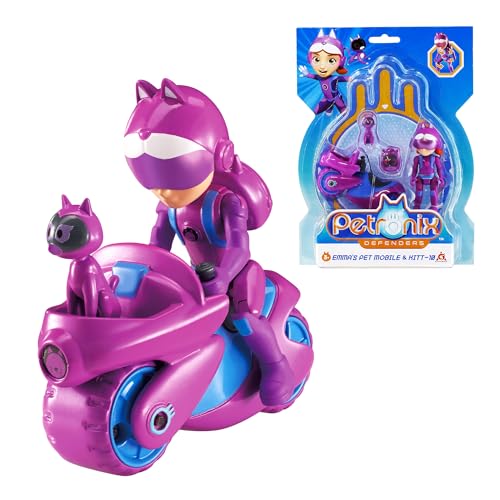 Petronix Defenders EU820020 - Emma Actionfigur & Pet Kitt-10, ca. 8 cm große Spielfigur für Kinder mit tierischem Begleiter, inkl. Haustiermobil und Rucksack von AlphaToys