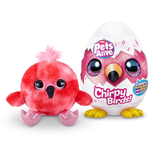 Pets Alive Chirpy Birds - Interaktive Überraschungstiere mit elektronischer Sprachausgabe und Wiederholungsfunktion, Flamingo von Pets Alive