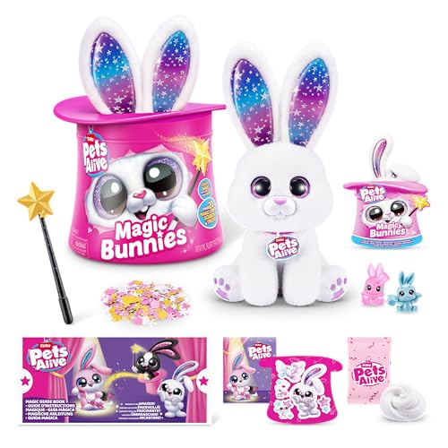 Pets Alive Magic Bunnies von ZURU Elektronisches Kuschelspielzeug Auspacken Überraschung Interaktiv Magie Spielzeug (White Bunny) von Pets Alive