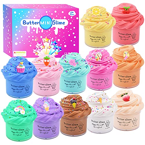 Fluffy Slime Kit -12 Pack Butter Slime Kits,Include Rainbow Unicorn and Fruit Slime,Super Soft and Non-Sticky,Stress Relief Slime Putty Toy for Girls Boys Fluffy Slime Kit -12 Pack Butter Slime Kits,Include Rainbow Unicorn and Fruit Slime,Super Soft and Non-Sticky,Stress Relief Slime Putty Toy for Girls Boys von Petyuioyu