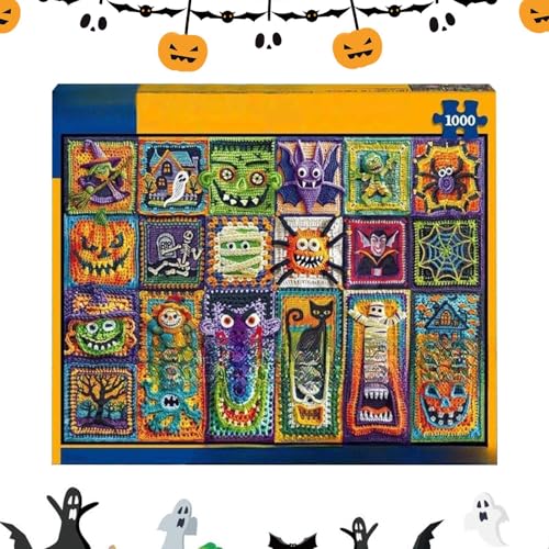 Peufcmi Halloween-Puzzle,1000 Teile Grusel Häkeln Halloween Motiv | Kunsthandwerkliches Geduldspiel für Wand Bücherregal Party Wohnzimmer Peufcmi Halloween-Puzzle,1000 Teile Grusel Häkeln Halloween Motiv | Kunsthandwerkliches Geduldspiel für Wand Bücherregal Party Wohnzimmer von Peufcmi