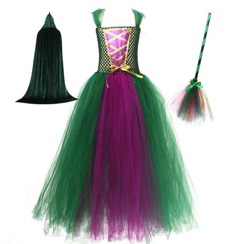 Peufcmi Hexenkostüm Für Halloween - Halloween Hexenkostüm Zubehör für Mädchen mit und Umhang,Cosplay Outfits Für Maskerade Rollenspiel Karneval Bühne Peufcmi Hexenkostüm Für Halloween - Halloween Hexenkostüm Zubehör für Mädchen mit und Umhang,Cosplay Outfits Für Maskerade Rollenspiel Karneval Bühne von Peufcmi