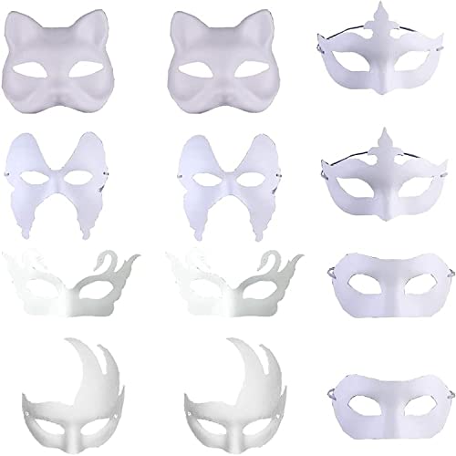 12 Stück Weiße Masks, Katzenmaske, Masken Zum Bemalen, Unbemalt Blanko-Maske Papier, Fuchs Maske, Carnival, Party, Maskenball Party, Halloween, Karneval, Cosplay, Diy Malerei, Innovation 12 Stück Weiße Masks, Katzenmaske, Masken Zum Bemalen, Unbemalt Blanko-Maske Papier, Fuchs Maske, Carnival, Party, Maskenball Party, Halloween, Karneval, Cosplay, Diy Malerei, Innovation von Peuirre