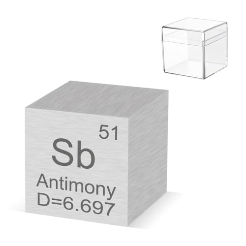 Pevfeciy 1cm Antimon Würfel 10mm Metall Dichte Würfel reines Metall hohe Dichte Element Würfel für Element Sammlungen Labor Experiment Material Hobbys von Pevfeciy