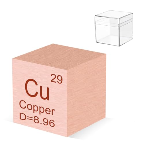 Pevfeciy 1cm Kupfer Würfel 10mm Metall Dichte Würfel reines Metall hohe Dichte Element Würfel für Element Sammlungen Labor Experiment Material Hobbys von Pevfeciy