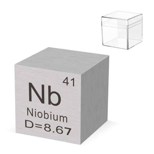 Pevfeciy 1cm Niob Würfel 10mm Metall Dichte Würfel reines Metall hohe Dichte Element Würfel für Element Sammlungen Labor Experiment Material Hobbys von Pevfeciy