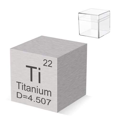 Pevfeciy 1cm Titan Würfel 10mm Metall Dichte Würfel reines Metall hohe Dichte Element Würfel für Element Sammlungen Labor Experiment Material Hobbys von Pevfeciy