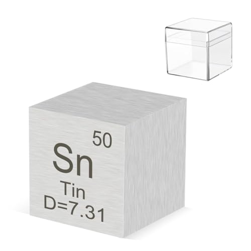 Pevfeciy 1cm Zinn Würfel 10mm Metall Dichte Würfel reines Metall hohe Dichte Element Würfel für Element Sammlungen Labor Experiment Material Hobbys von Pevfeciy