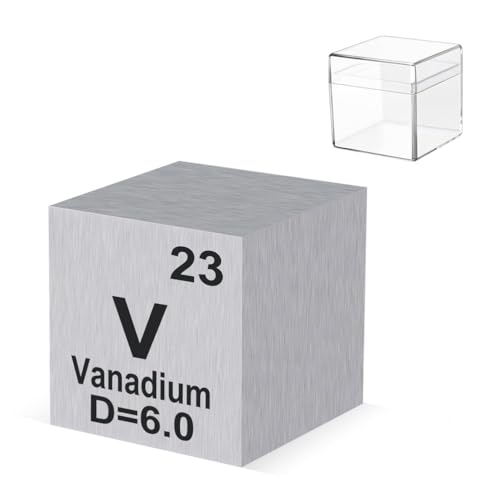 Pevfeciy Vanadium,10mm, 1cm Aluminium Würfel 10mm Metall Dichte Würfel reines Metall hohe Dichte Element Würfel für Element Sammlungen Labor Experiment Material Hobbys von Pevfeciy