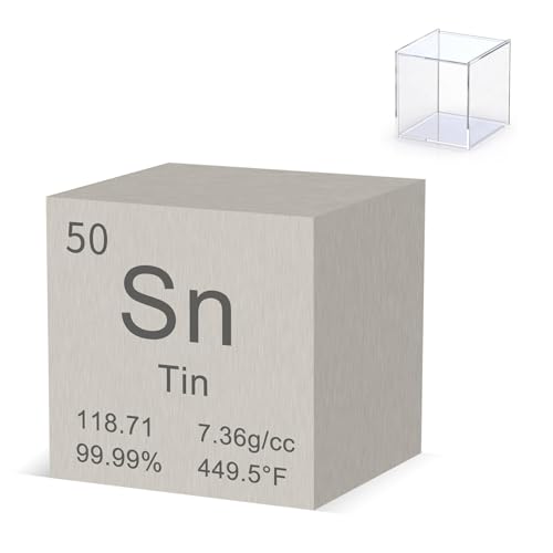 Pevfeciy Zinn Würfel 25,4mm Metall Dichte Würfel reines Metall hohe Dichte Elementwürfel für Element Sammlungen Labor Experiment Material Hobbys von Pevfeciy
