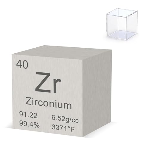 Pevfeciy Zirconium 25,4mm Würfel Metall DichteWürfel reines Metall hohe Dichte Element Würfel für Element Sammlungen Labor Experiment Material Hobbys von Pevfeciy
