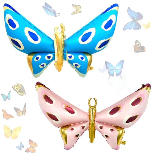 2 Stk Schmetterling Folienballon Rosa, Schmetterling Deko Geburtstag Luftballons Mädchen, bunter Schmetterlinge Feen Deko für Schmetterling Thema Party Geburtstag Baby Shower 2 Stk Schmetterling Folienballon Rosa, Schmetterling Deko Geburtstag Luftballons Mädchen, bunter Schmetterlinge Feen Deko für Schmetterling Thema Party Geburtstag Baby Shower von Peysaitr