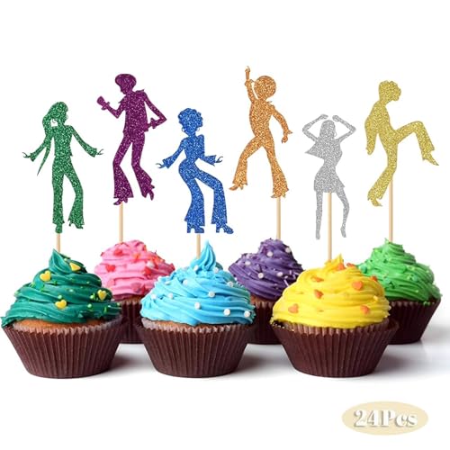 24 Stück Magical Disco Tortendeko, Glitzer Sport Fitness Cupcake Toppers, 70er 80er Jahre Disco Tanzen Cupcake Topper, Happy Birthday Tortendeko Geburtstag, für Junge Mädchen Party Dekoration 24 Stück Magical Disco Tortendeko, Glitzer Sport Fitness Cupcake Toppers, 70er 80er Jahre Disco Tanzen Cupcake Topper, Happy Birthday Tortendeko Geburtstag, für Junge Mädchen Party Dekoration von Peysaitr