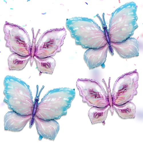 4 Stück Folienballon Schmetterling, Blau Lila Schmetterlinge Folienballon, Schmetterling Mylar Luftballon, Schmetterlinge Feen Deko für Mädchen Damen Schmetterling Thema Party Baby Shower Hochzeit 4 Stück Folienballon Schmetterling, Blau Lila Schmetterlinge Folienballon, Schmetterling Mylar Luftballon, Schmetterlinge Feen Deko für Mädchen Damen Schmetterling Thema Party Baby Shower Hochzeit von Peysaitr