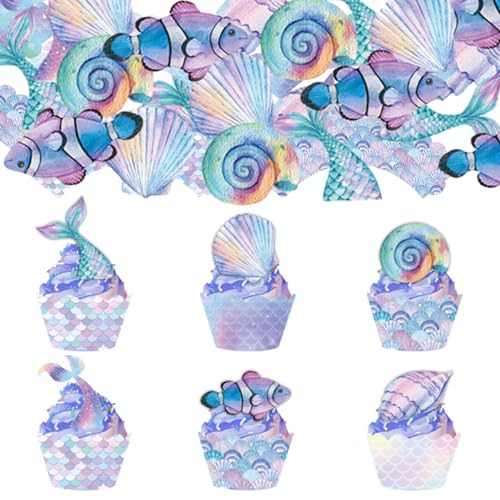 48 Stück Meerjungfrau Tortendeko Set, Cupcake Topper, Kindergeburtstag Kuchen Deko, Muffin Cake Topper Tortendeko, Meerjungfrau Cupcake Topper für Mädchen, Jungen,Geburtstagsparty, Unterwasserparty 48 Stück Meerjungfrau Tortendeko Set, Cupcake Topper, Kindergeburtstag Kuchen Deko, Muffin Cake Topper Tortendeko, Meerjungfrau Cupcake Topper für Mädchen, Jungen,Geburtstagsparty, Unterwasserparty von Peysaitr