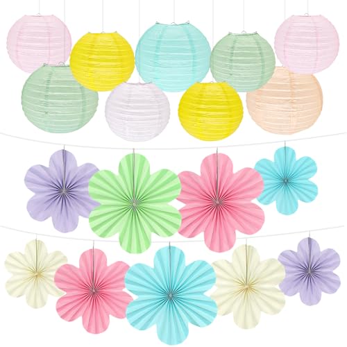 Peywot Bunte Papierlaternen zum Aufhängen, Pastell-Papierblumen, Fächer für Geburtstag, Wand, Klassenzimmer, Babyparty, Hochzeit, Party, Dekorationsset, 18 Stück Peywot Bunte Papierlaternen zum Aufhängen, Pastell-Papierblumen, Fächer für Geburtstag, Wand, Klassenzimmer, Babyparty, Hochzeit, Party, Dekorationsset, 18 Stück von Peywot