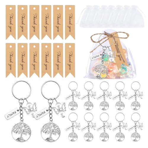 Pffiocix 12er-Set Lebensbäume Charm-Anhänger, Schlüsselanhänger, Party-Geschenk, Familientreffen, Schlüsselanhänger, Legierung, Textur für Schmuckherstellung, handgefertigtes Bastelzubehör von Pffiocix
