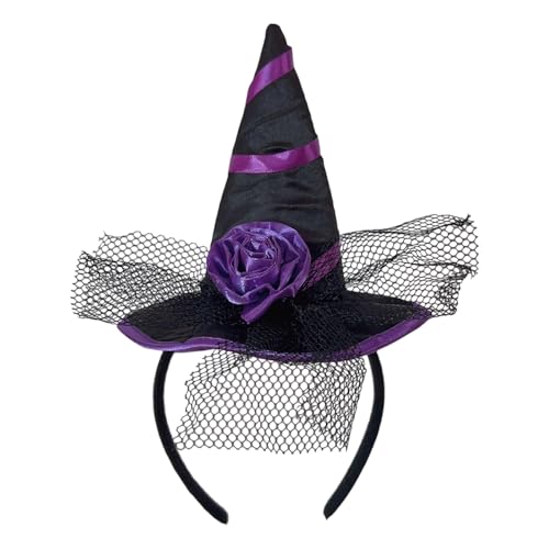 Pffiocix Glitzernder Hexen-Haarreif, Halloween-Kopfbedeckung für Frauen und Mädchen, Partys, sanfter Stoff, Kostüm-Dekoration, Party-Haarreifen Pffiocix Glitzernder Hexen-Haarreif, Halloween-Kopfbedeckung für Frauen und Mädchen, Partys, sanfter Stoff, Kostüm-Dekoration, Party-Haarreifen von Pffiocix