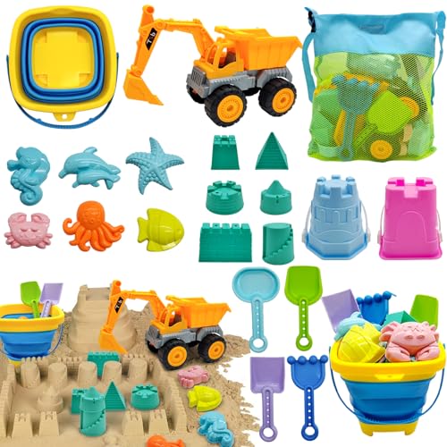 Pgtc Strandspielzeug für Kinder,21 Stück Kleinkind-Strandspielzeug für 1-3-Jährige,Reise-Strandspielzeug-Set für 4-8-Jährige,Zusammenklappbarer Eimer Mesh-Beutel Schaufel Burg Tierform Baukasten Pgtc Strandspielzeug für Kinder,21 Stück Kleinkind-Strandspielzeug für 1-3-Jährige,Reise-Strandspielzeug-Set für 4-8-Jährige,Zusammenklappbarer Eimer Mesh-Beutel Schaufel Burg Tierform Baukasten von Pgtc