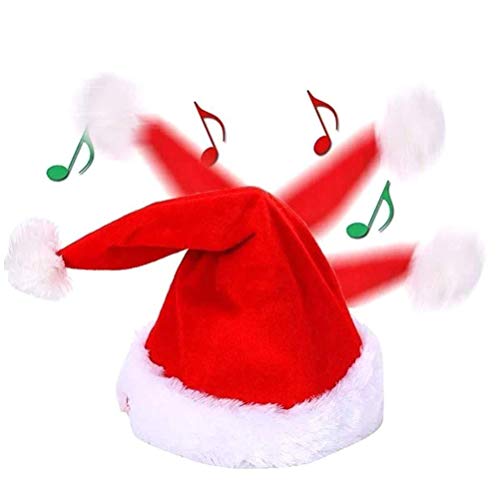 Phayee Bewegliche Weihnachtsmütze, Singende und tanzende Nikolausmütze,Weihnachtsplüsch Weihnachtsmann Mütze Kostüm Weihnachtsschmuck von Phayee