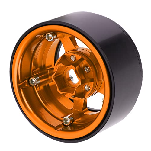 1.9 Beadlock-Räder Aluminiumlegierung 5-Loch-Silberfelgen, Nicht Flecken Verriegelte Reifen Radnabe für AXIAL SCX10 90046 D90 Hsp Redcat (Gold) von Phefop