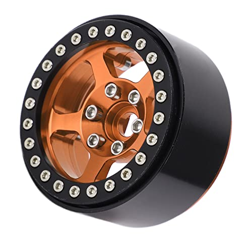1.9 Beadlock-Räder Aluminiumlegierung 5-Loch-Silberfelgen, Nicht Flecken Verriegelte Reifen Radnabe für AXIAL SCX10 90046 D90 Hsp Redcat (Roségold) von Phefop