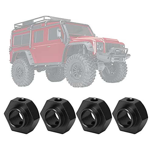 4 RC Auto Metall Sechskant-Adapter Set, Sechskant-Nabe-Adapter für überlegene Fahrzeugstabilität und Geschwindigkeit, Ideal für RC Crawler Entusiasten (Schwarz 8269BL) von Phefop