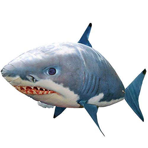 Fernbedienungshaie Spielzeug, Aufblasbare Indoor Flying Fish Toy Helium RC Haie Clownfish Geschenke, Aufgeblasener Spielzeugfisch mit Controller für (BLUE) von Phefop