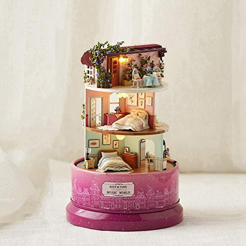 Holzset Miniatur Holz Stoff mit LED-Licht und Musik, Staubschutz, Spaß, Romantik (B-031 Straßentreffen (B-031 "Straßeneckentreffung") von Phefop