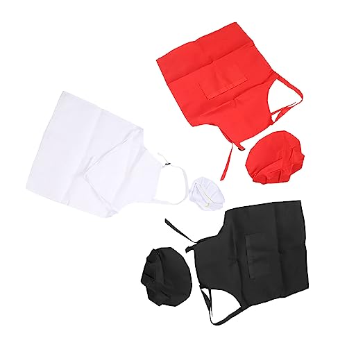 Kids Chef Clothing Set, Rot Schwarz Weißer Schürze Chefhut mit Komfortablen Dehnbaren Polyester für Partys Kinderfestivals Schulaktivitäten von Phefop