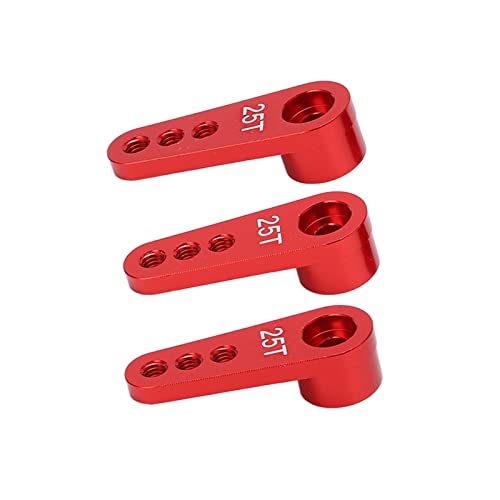 Phefop 3pcs RC Aluminium 25T Servo Hörner Metalllenker für 1/8 1/10 RC -Auto, Upgrade -Teile, mit CNC Präziser Bearbeitung, Leichtem Gewicht und Leicht zu Tragen (Rot) von Phefop