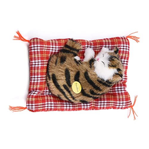 Phefop 4type Entzückende Schlafende Katze mit Weichem Mattenbett und Simuliertem Sound, Gefüllte Plüschspielzeug für Vorschuljungen und (Grasabdruck Nickerchen Katze) von Phefop